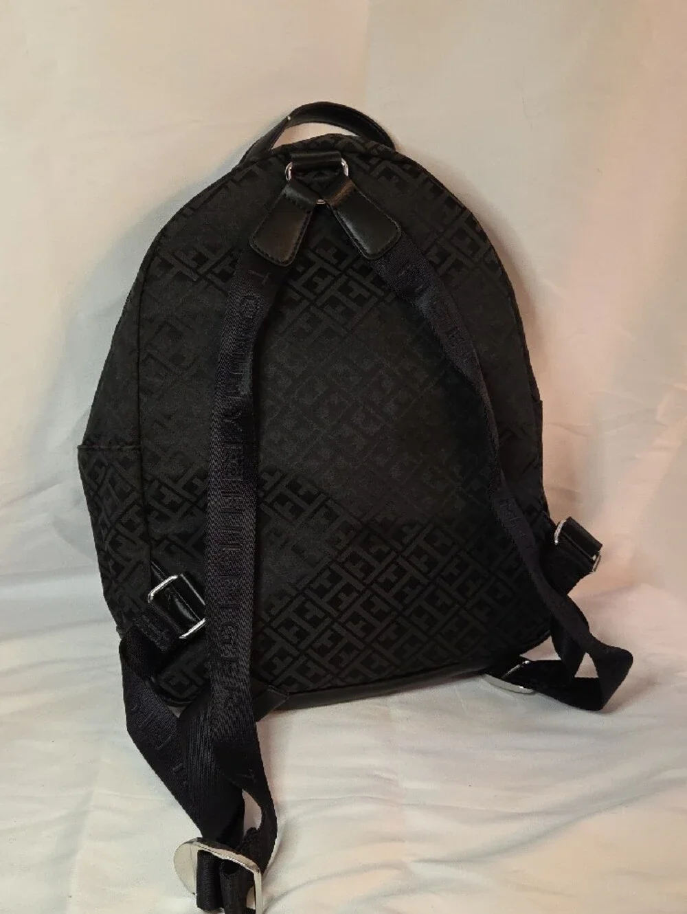 Black Women's Backpack - Designer Monogram Style